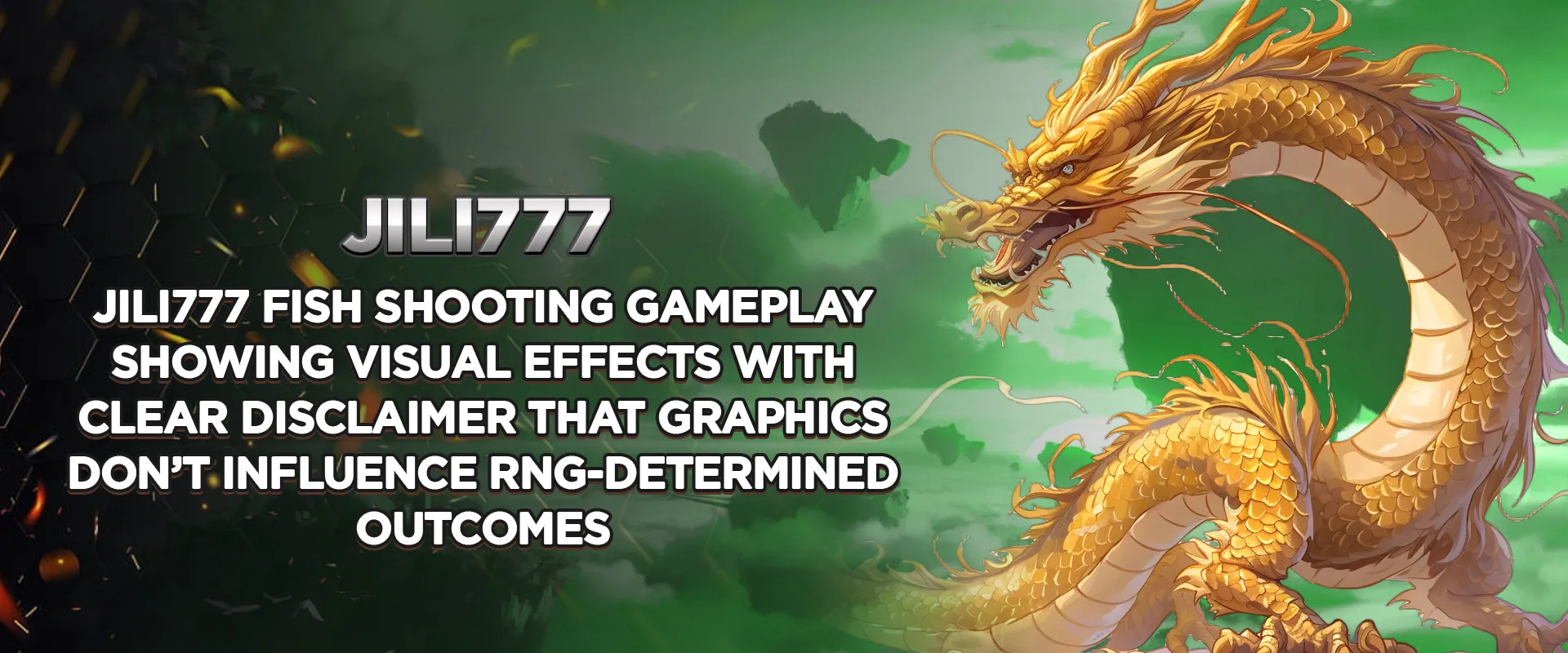 Jili777 Fish Shooting gameplay showing visual effects with clear disclaimer that graphics don’t influence RNG-determined outcomes